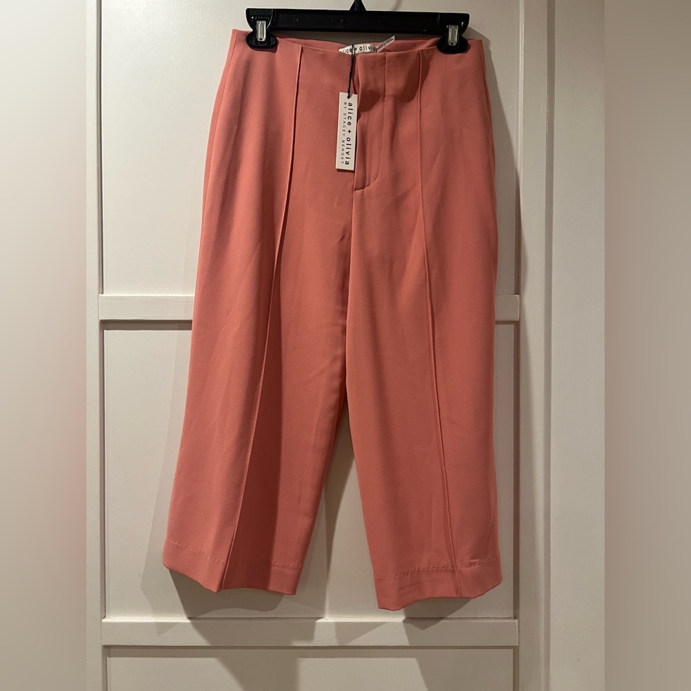 NWT Alice + Olivia Wide-Leg Trousers Pants in Rose 2